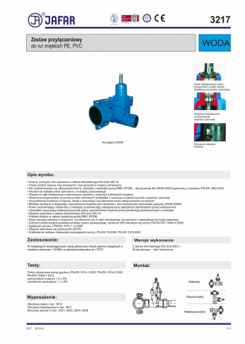 Nawiertka z zasuwą do rur PE/PVC-U NWZ 3217 karta katalogowa str .1