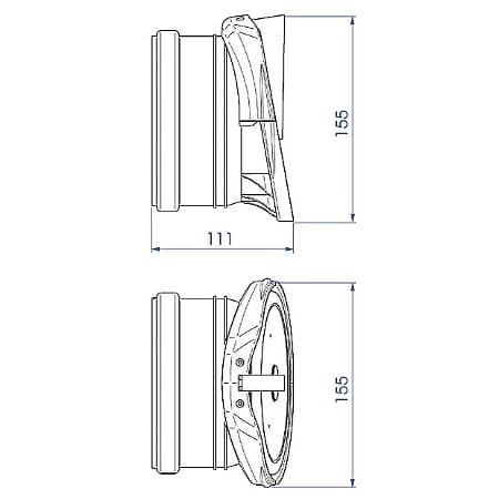 Klapa zwrotna końcowa 110mm - wymiary