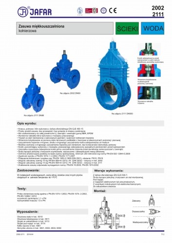 Zasuwy kołnierzowe 2002 i 2111 karta katalogowa str.1
