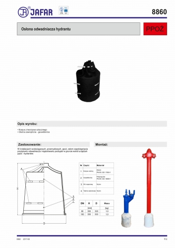 Osłona odwadniacza hydrantu nr kat. 8860 - karta katalogowa